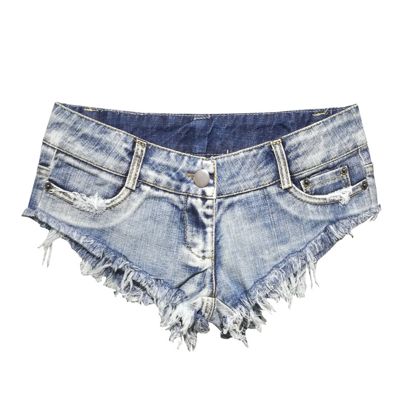 性感超短裤女破洞毛边三角牛仔裤夜店烟灰色热裤烟灰色当前热销